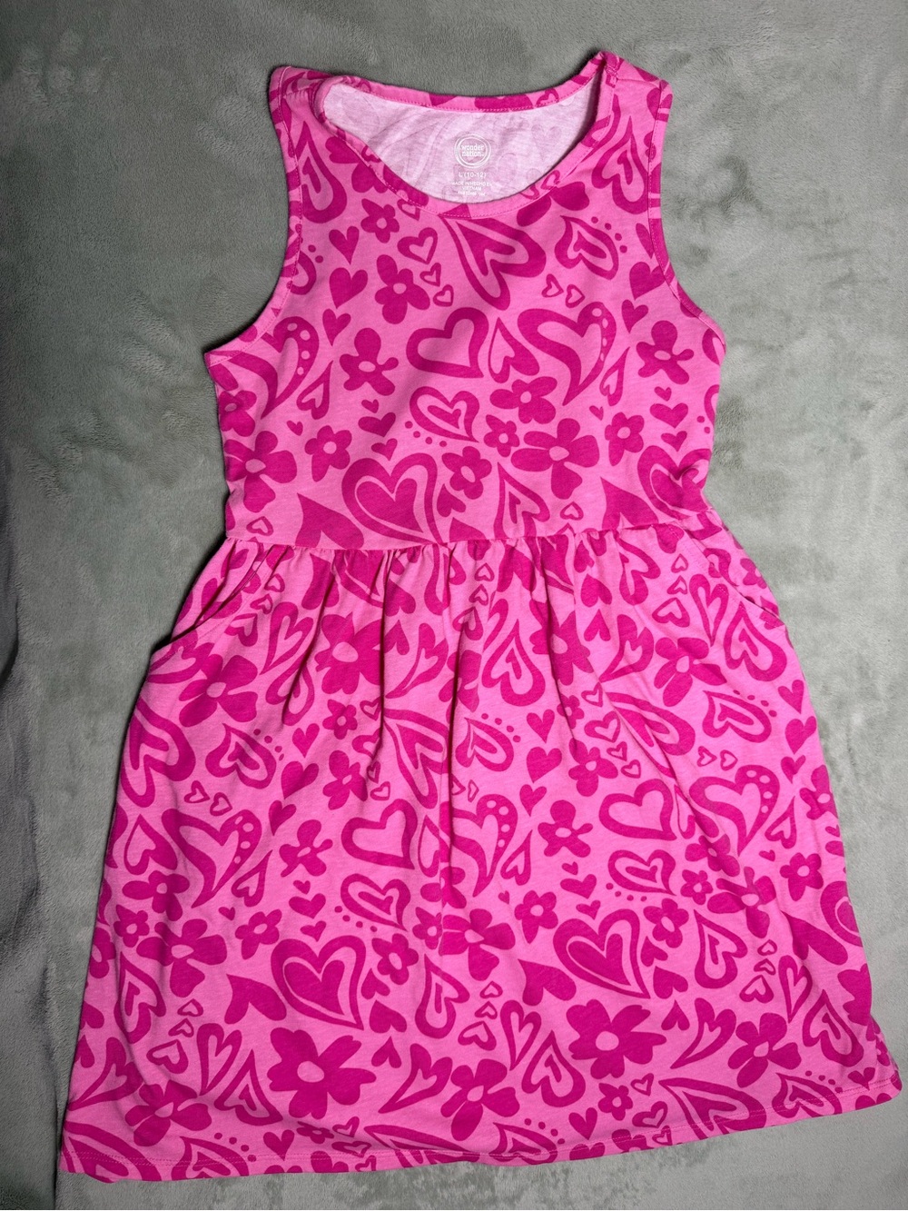 wonder nation Hot Pink Floral & Heart Print Sleeveless Dress